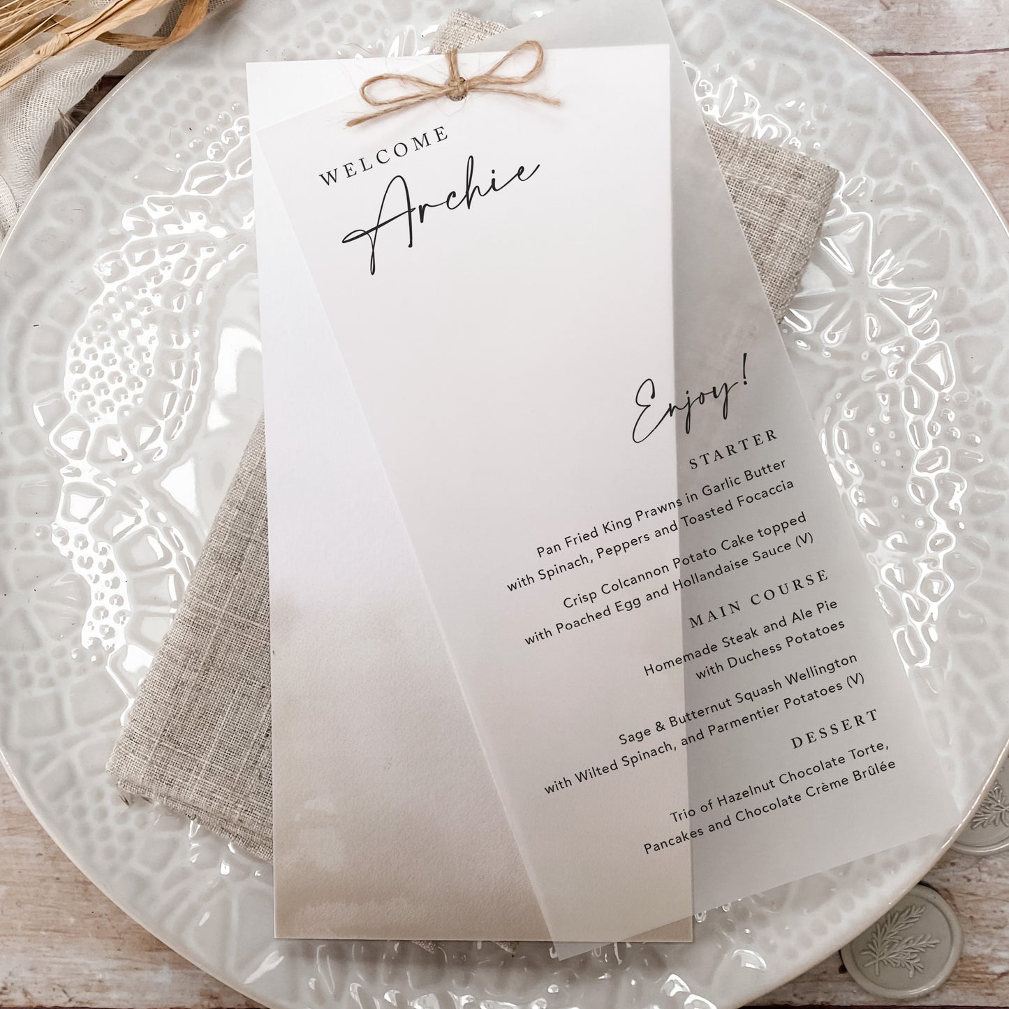 Mocha Vellum Wedding Menu