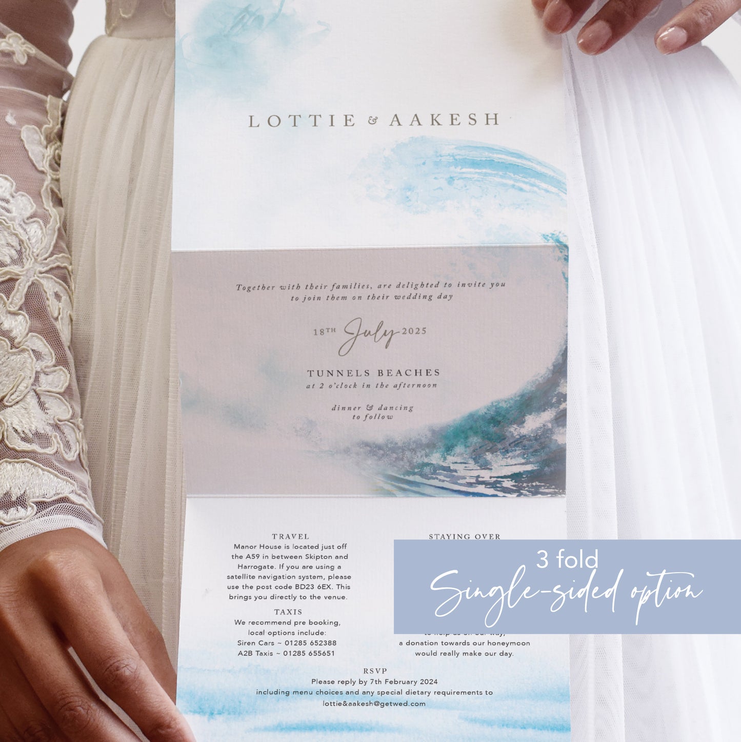 Ocean Road 3 fold Concertina Wedding Invitation