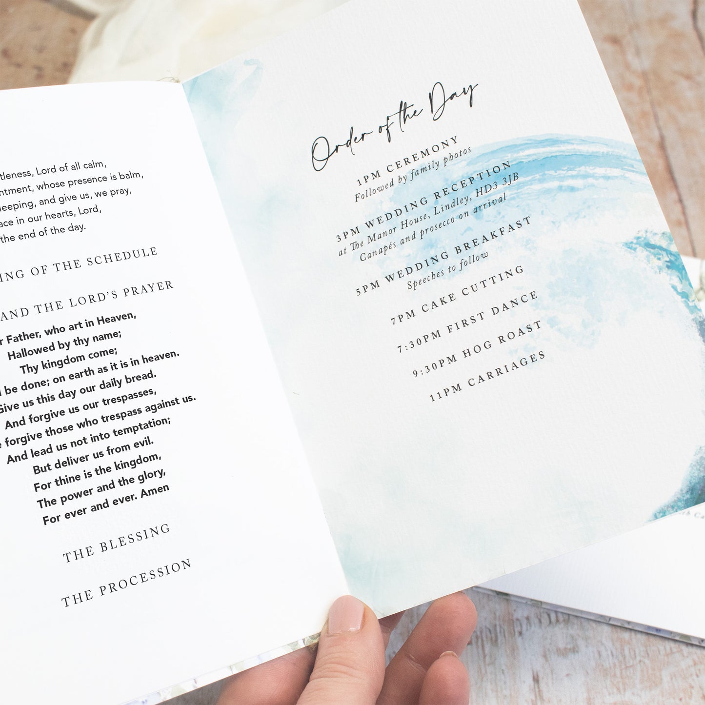 8 PAGE 'Ocean Road' Wedding Order of Service Booklet