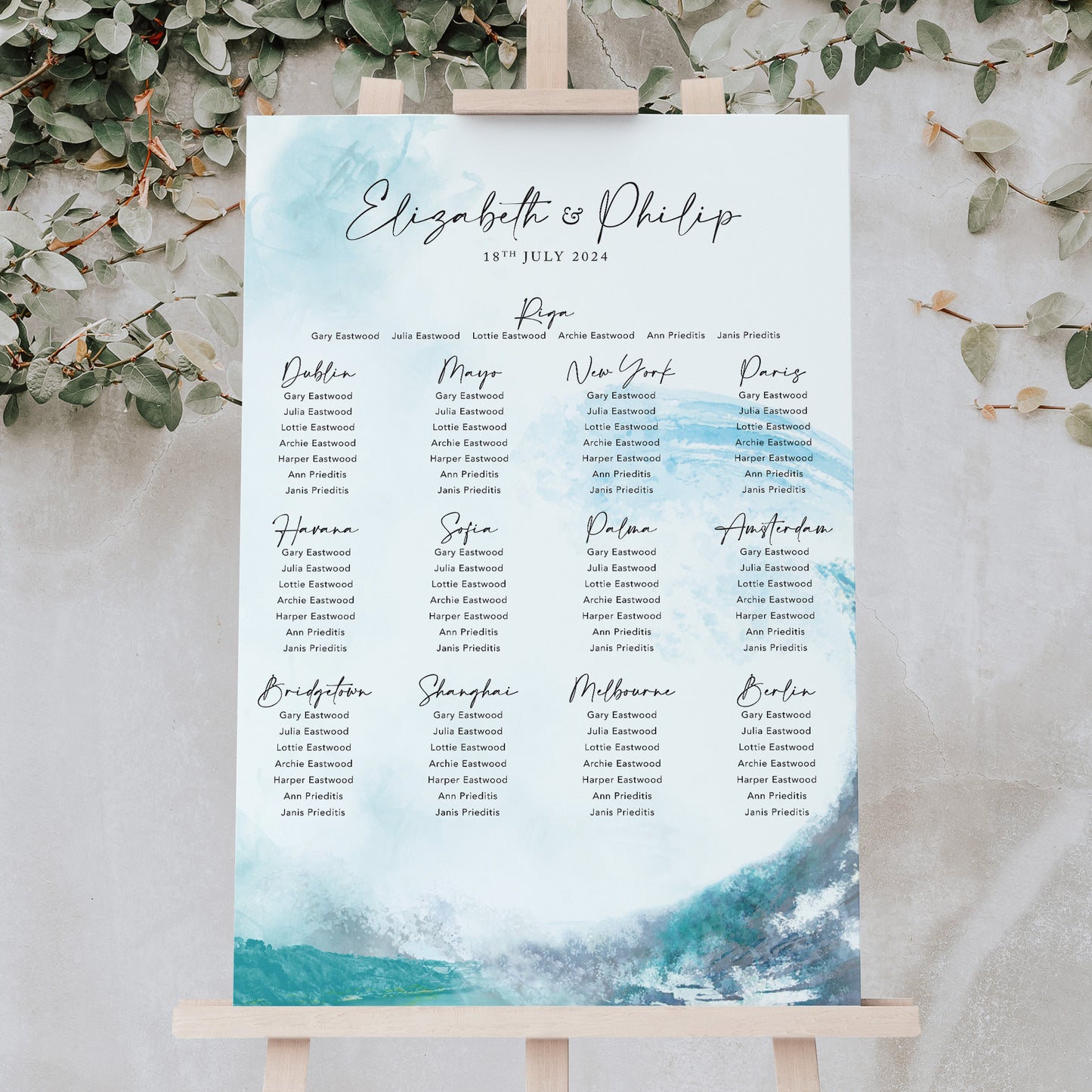 table plan for a beach wedding