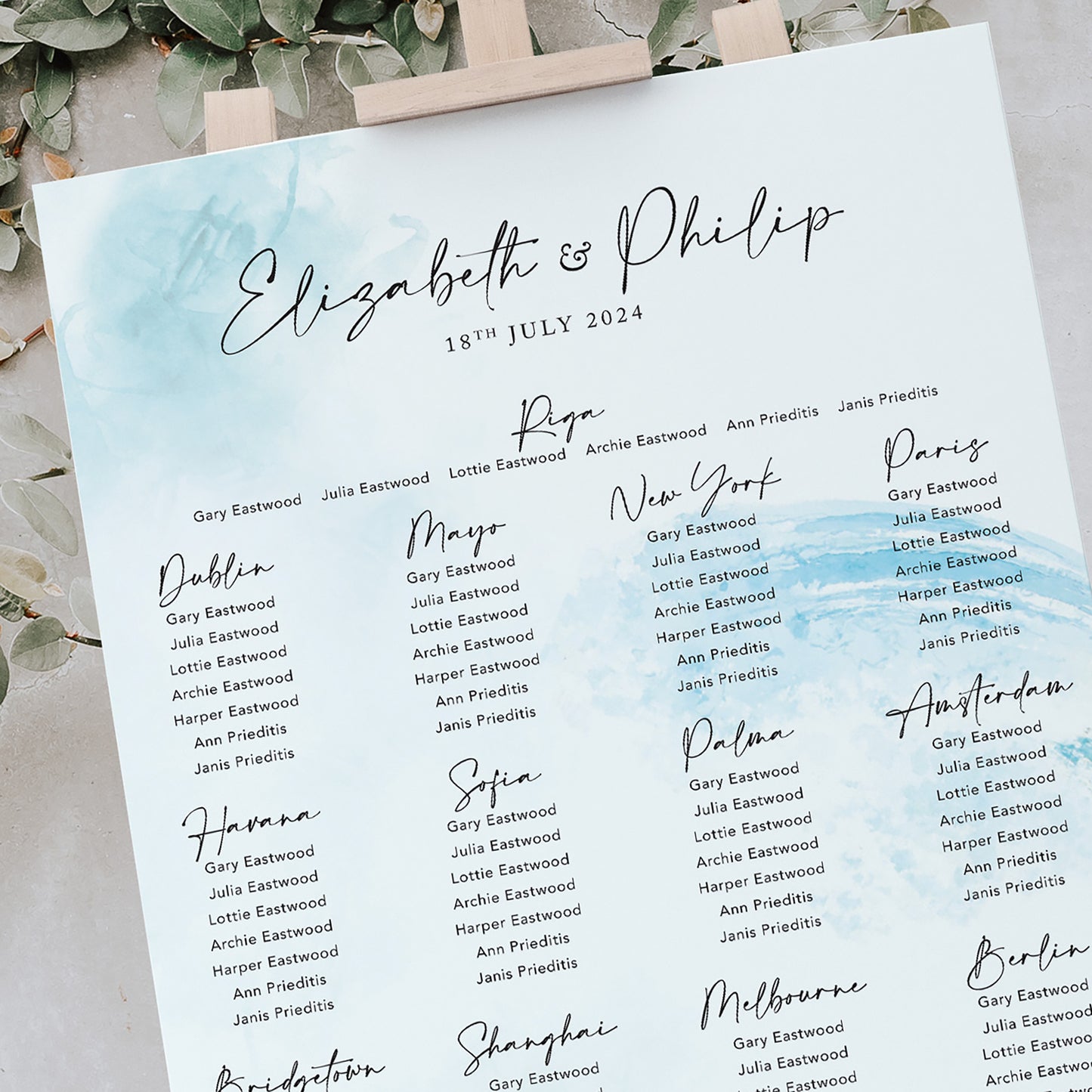 destination wedding table plan