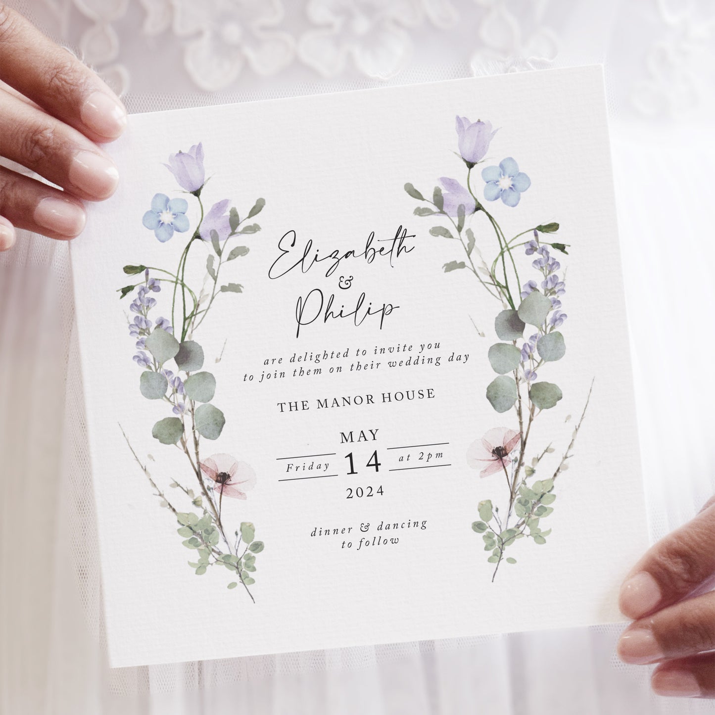 Periwinkle Square Wedding Invitation