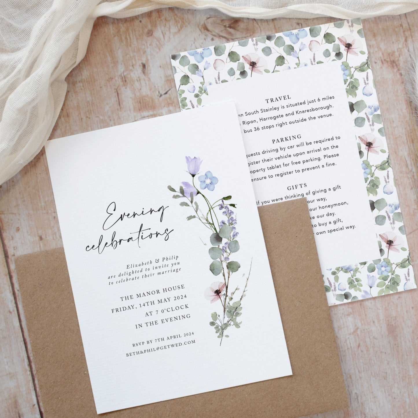 Periwinkle Evening Wedding Invitations