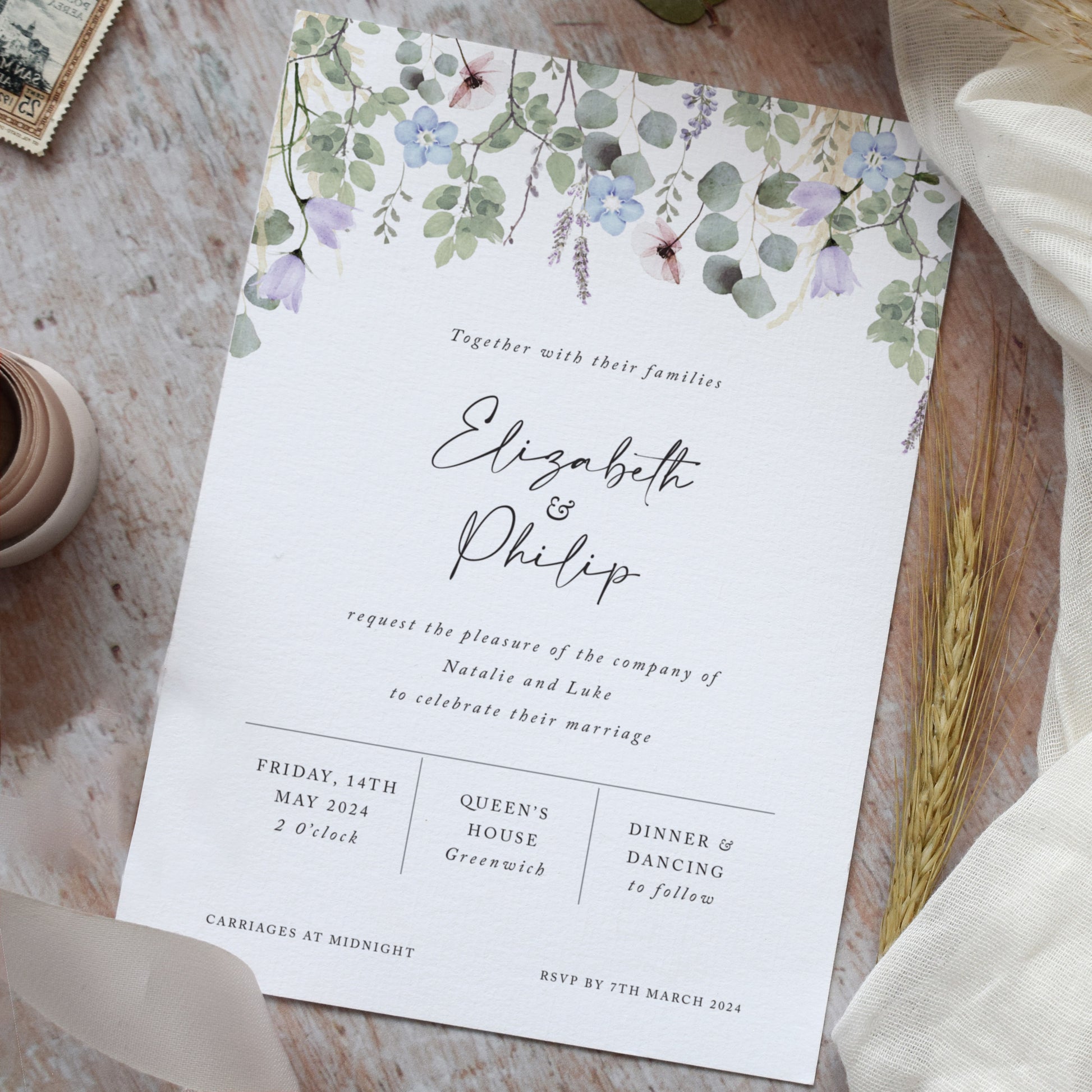 eucalyptus wedding invitations