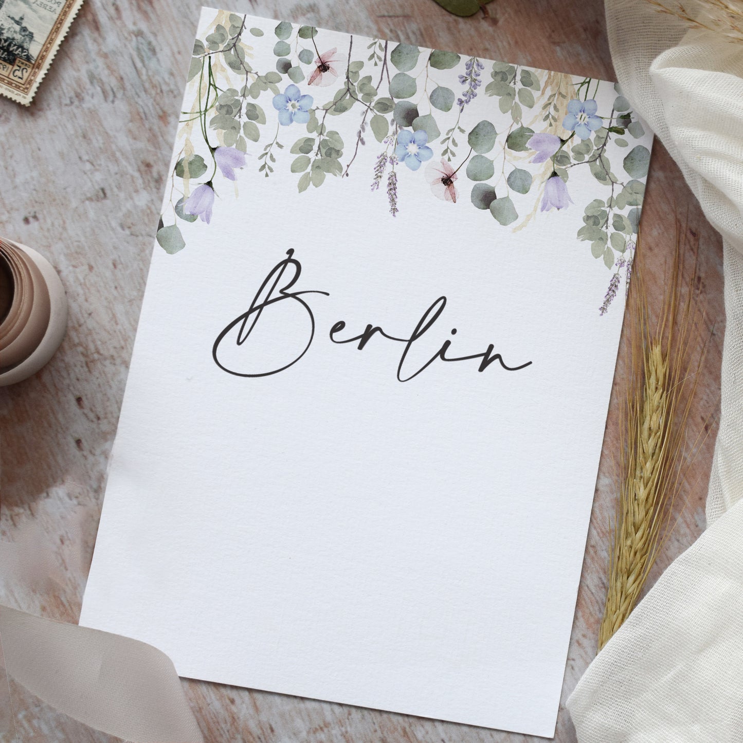 Periwinkle Foliage Table Name Cards