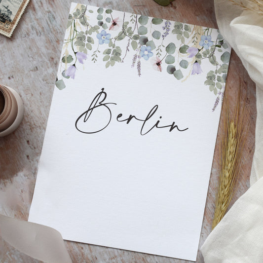 Periwinkle Foliage Table Name Cards
