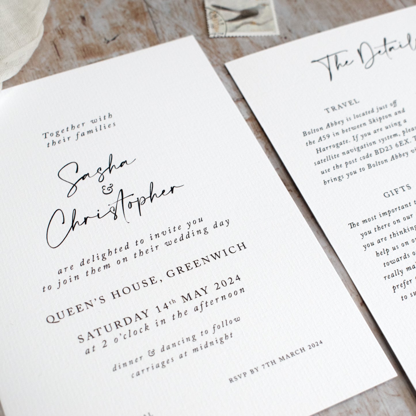 Simple Flat Wedding Invitation & RSVP Cards
