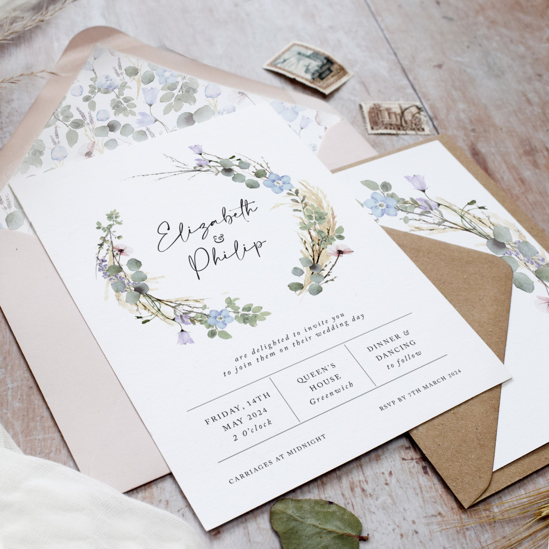 wildflower wedding invites