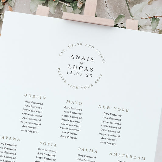 Modern wedding table plan