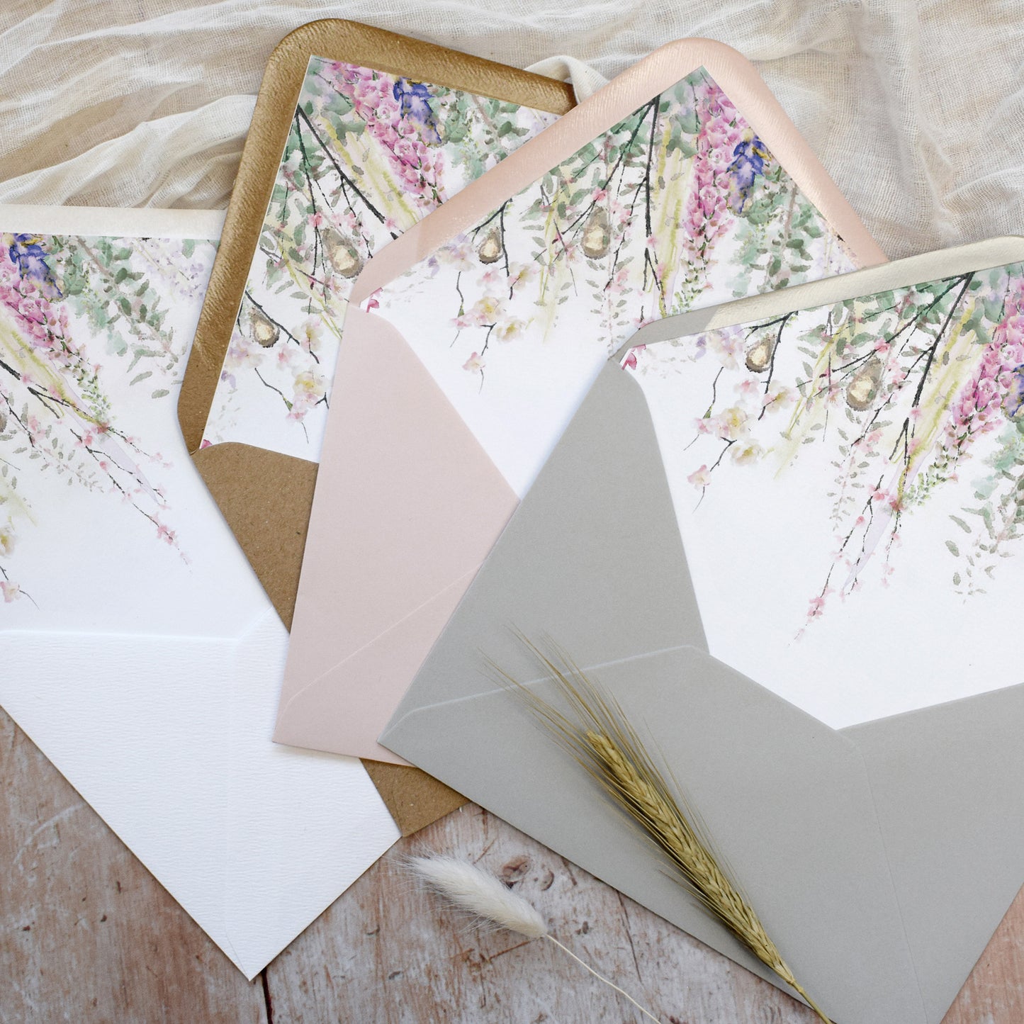 Whimsical Spring 4 Fold Concertina Wedding Invitation