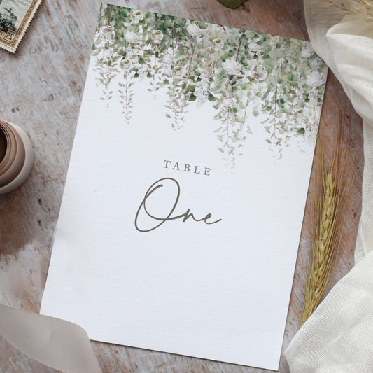 wedding table numbers for a sage green wedding