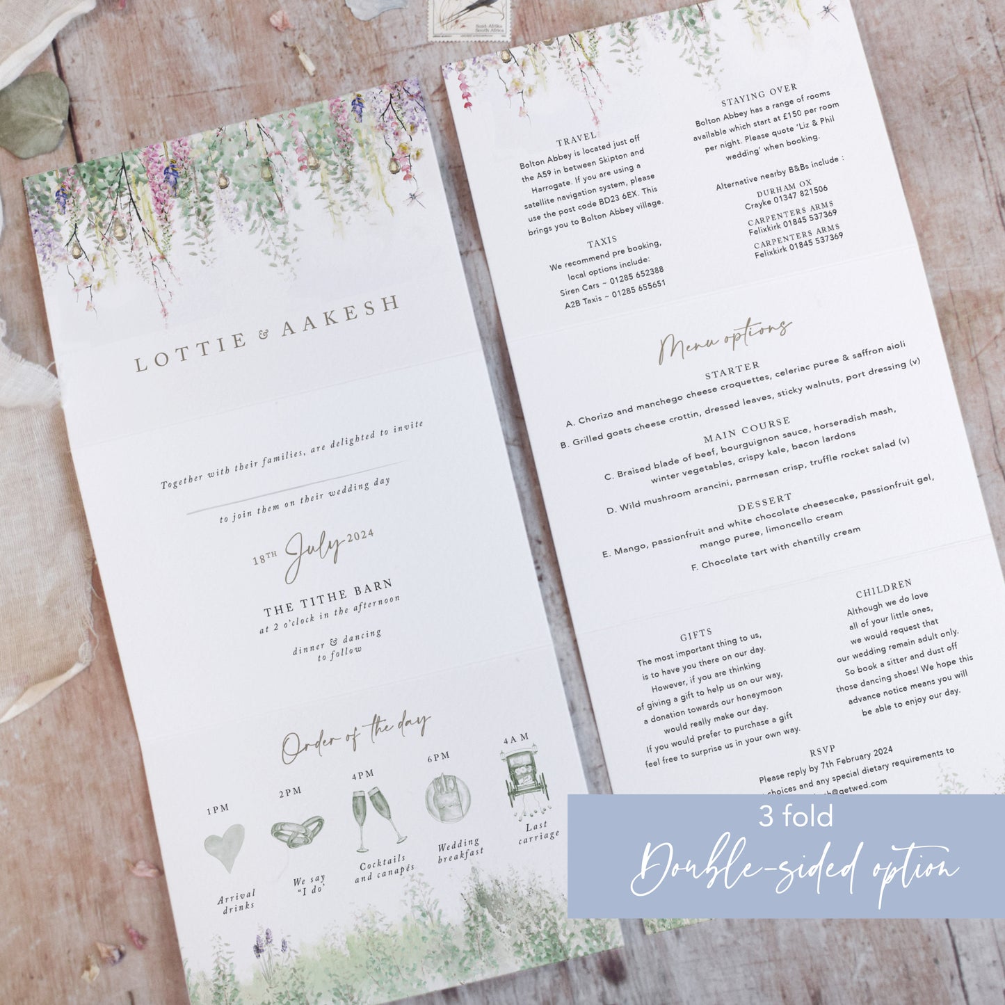 Whimsical Spring 3 Fold Wedding Invitation