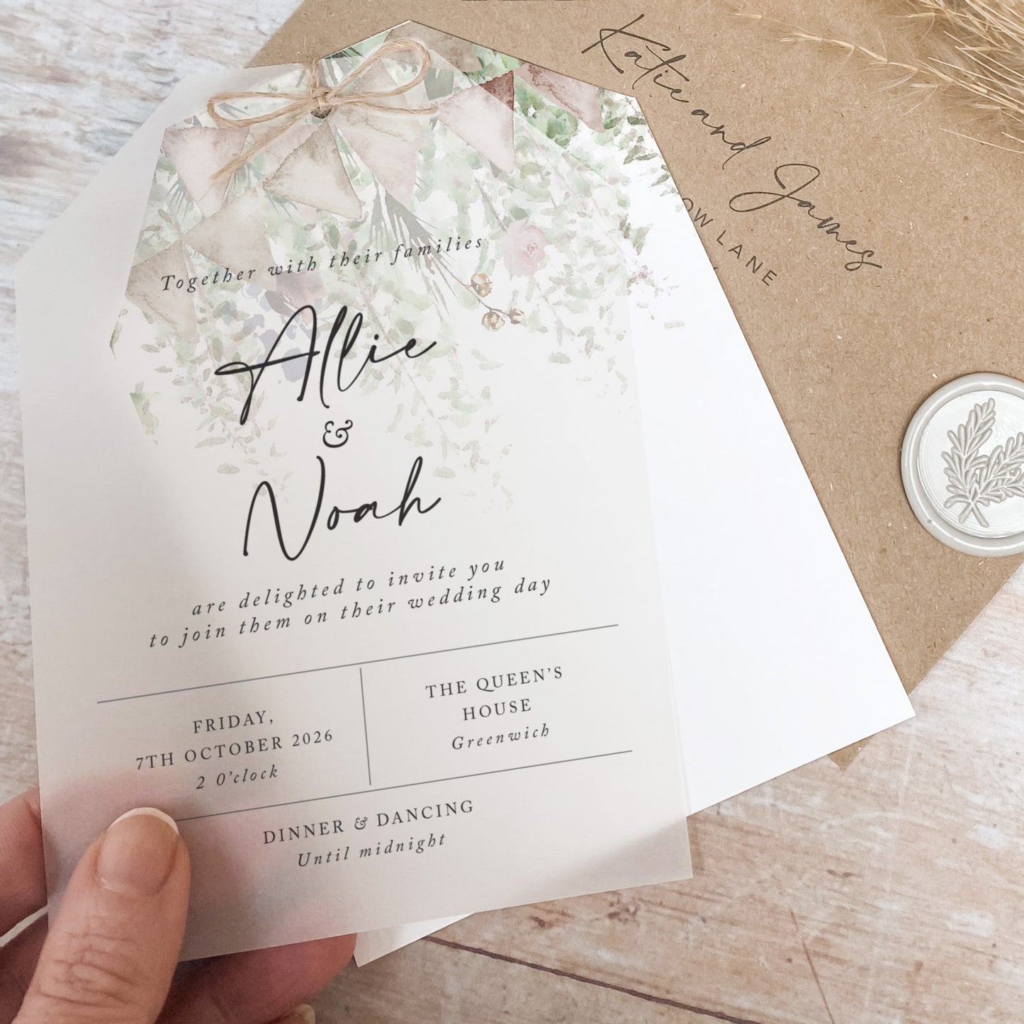 Whimsical Barn Vellum Tag Wedding Invitation