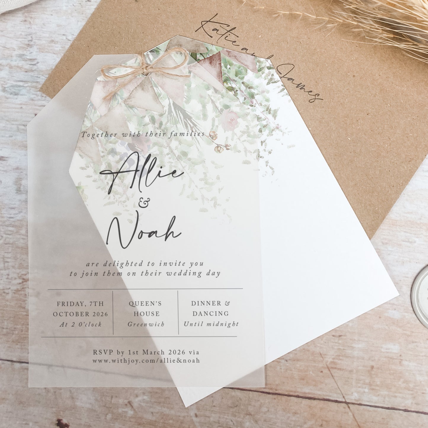 Whimsical Barn Vellum Tag Wedding Invitation