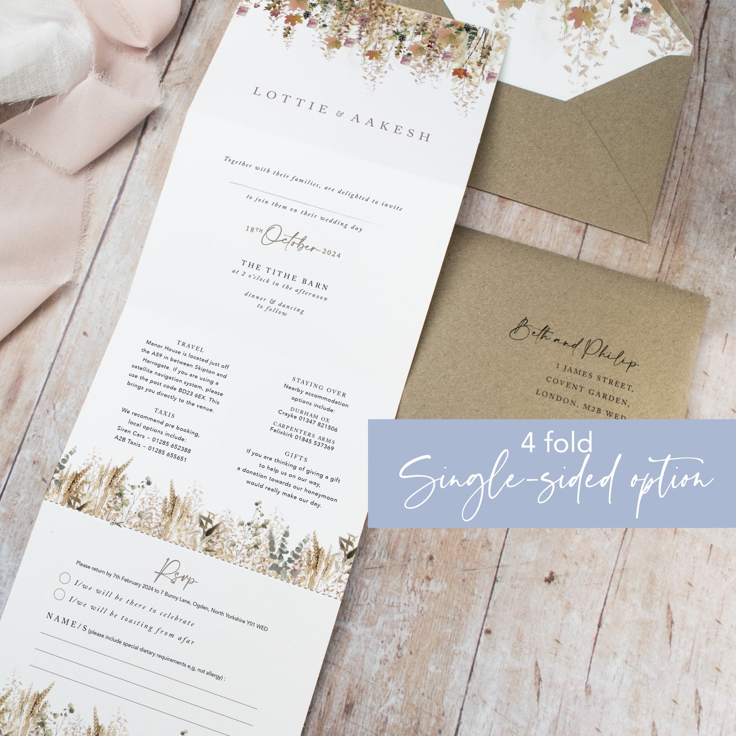 concertina invitations for an autumn wedding