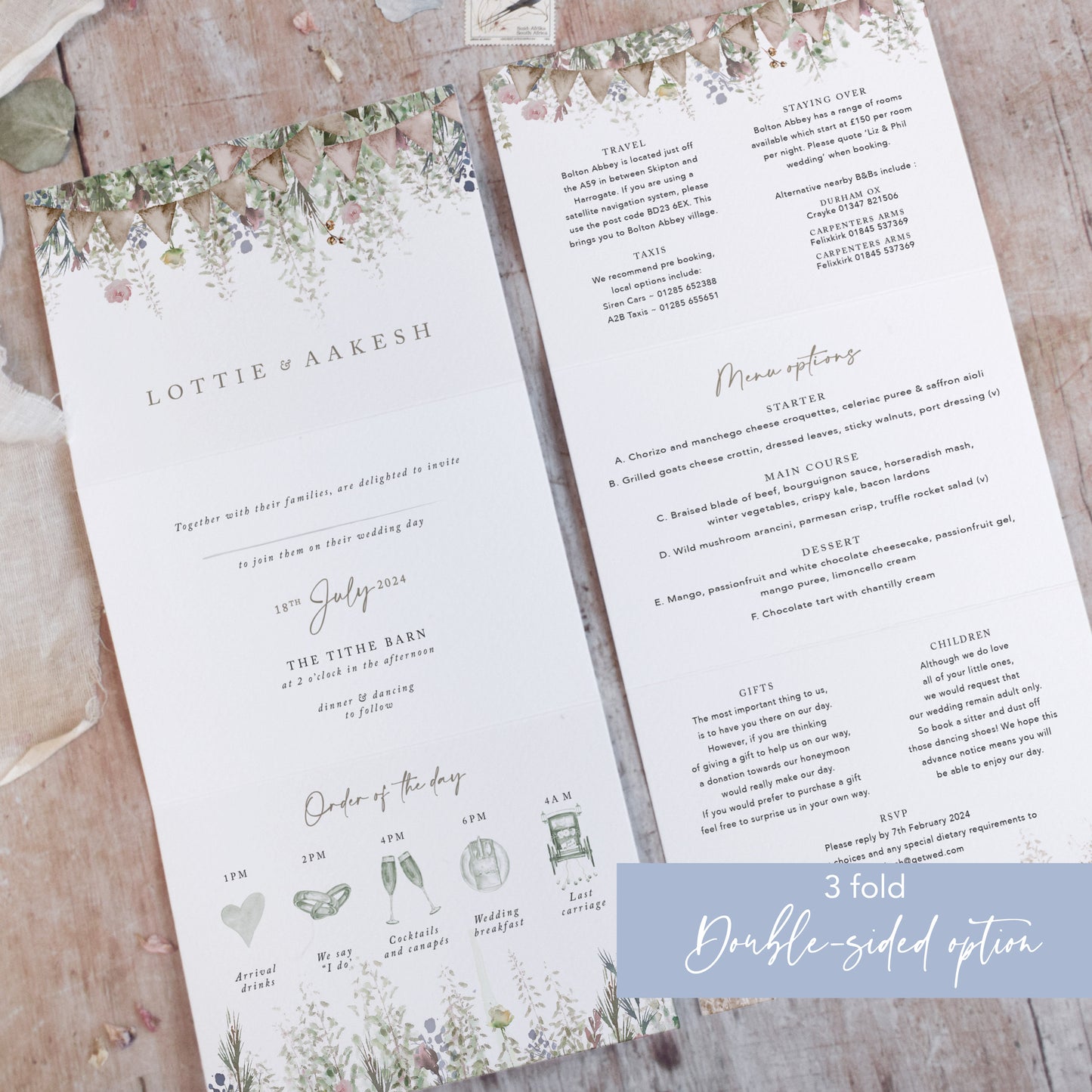 Whimsical Barn 3 Fold Concertina Wedding Invitation