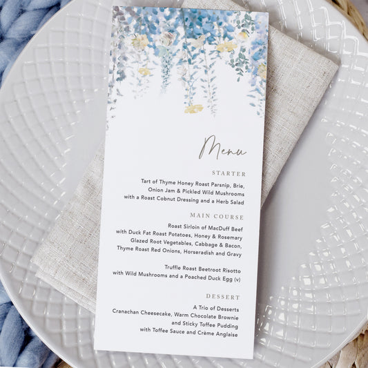 Whimsical Coast Wedding Menu Cards