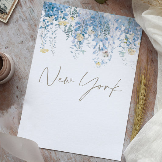 Personalised, printed wedding table name cards for a beach / destination wedding