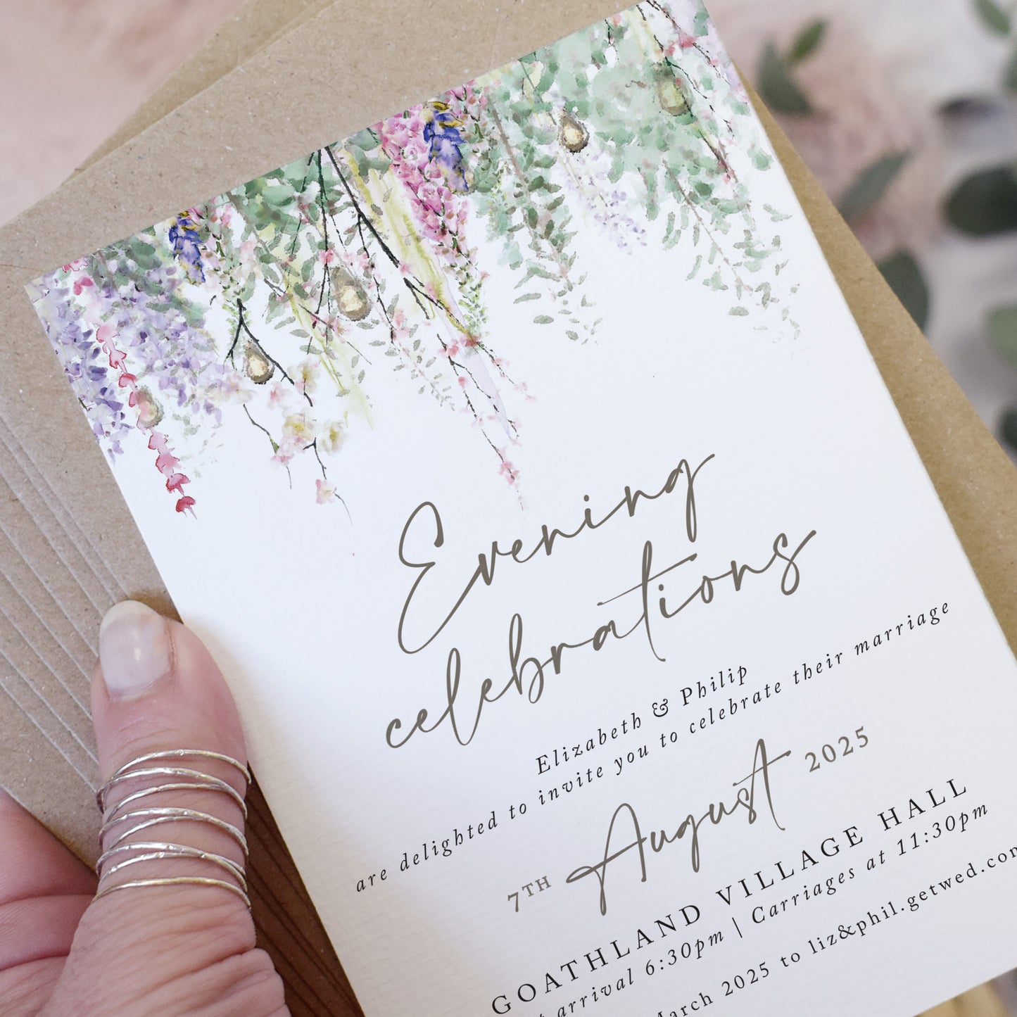 Whimsical Spring Evening Wedding Invitations