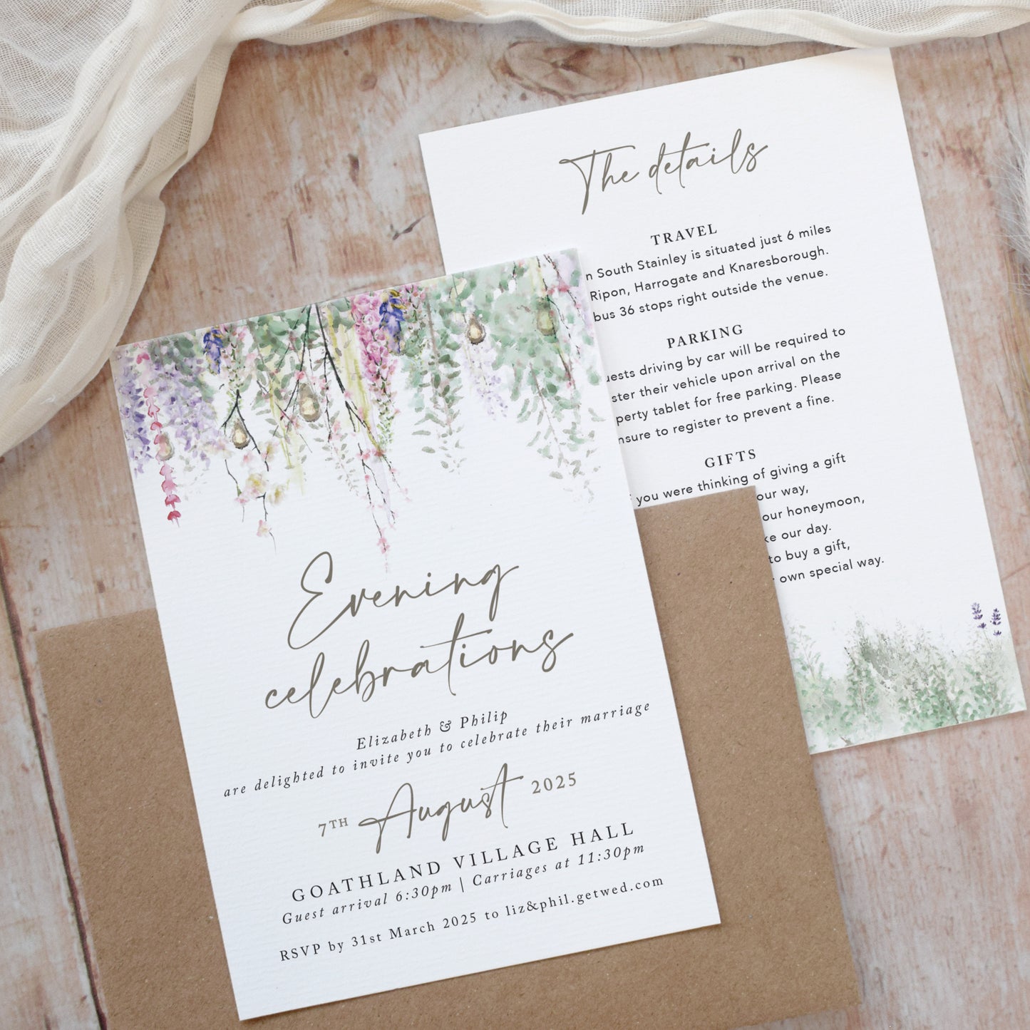 Whimsical Spring Evening Wedding Invitations