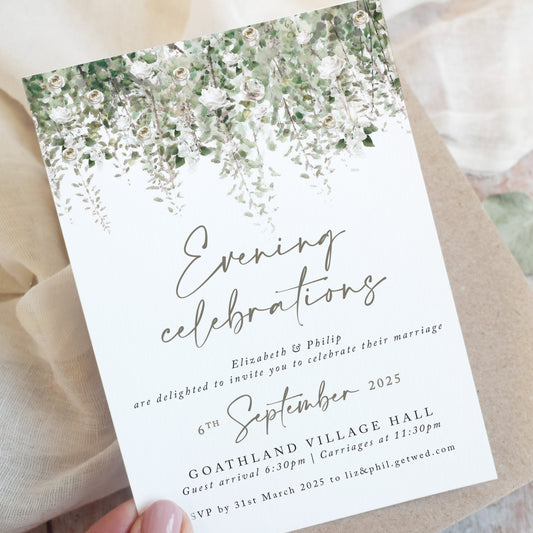Whimsical Windsor Evening Wedding Invitations