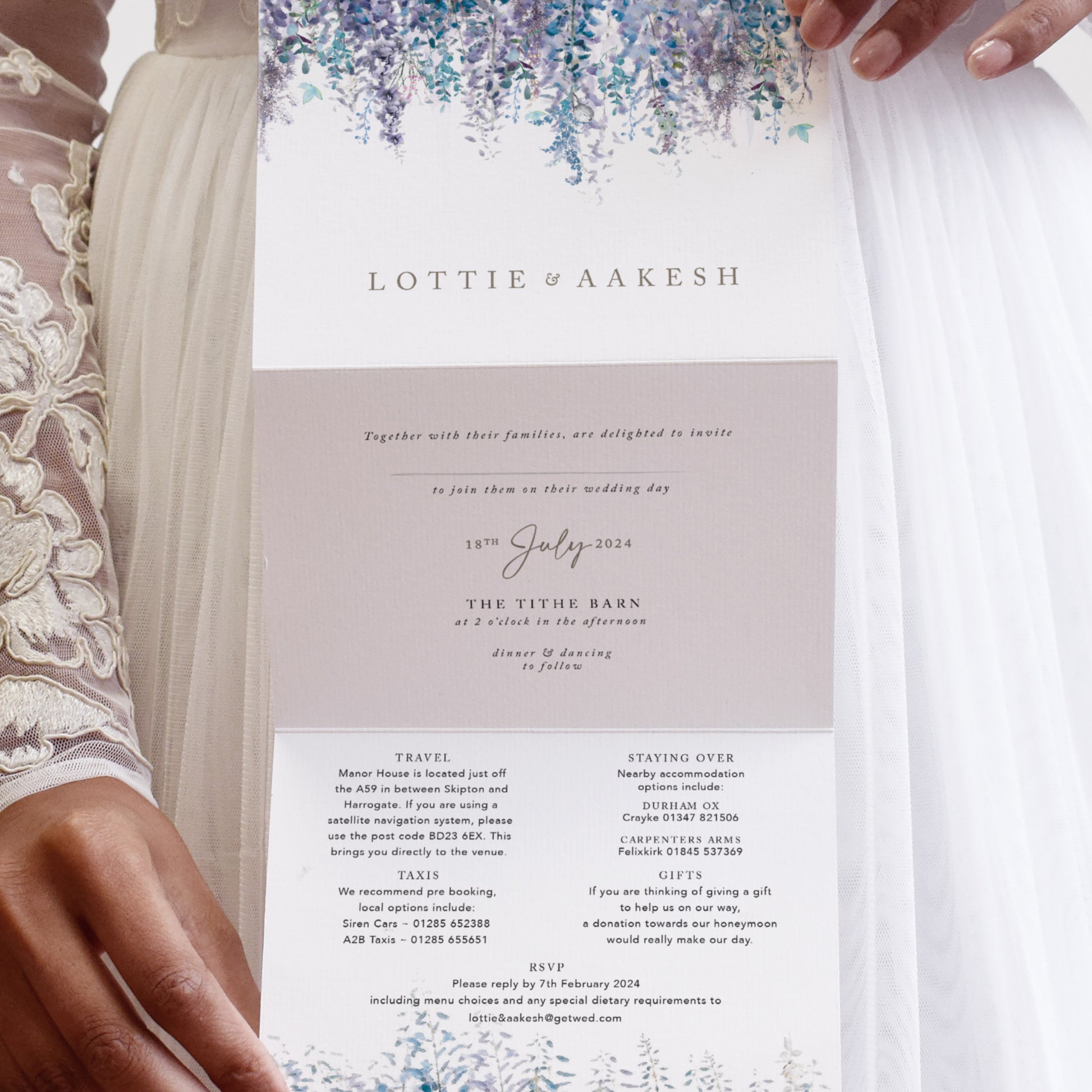 purple wedding invites for a winter wedding