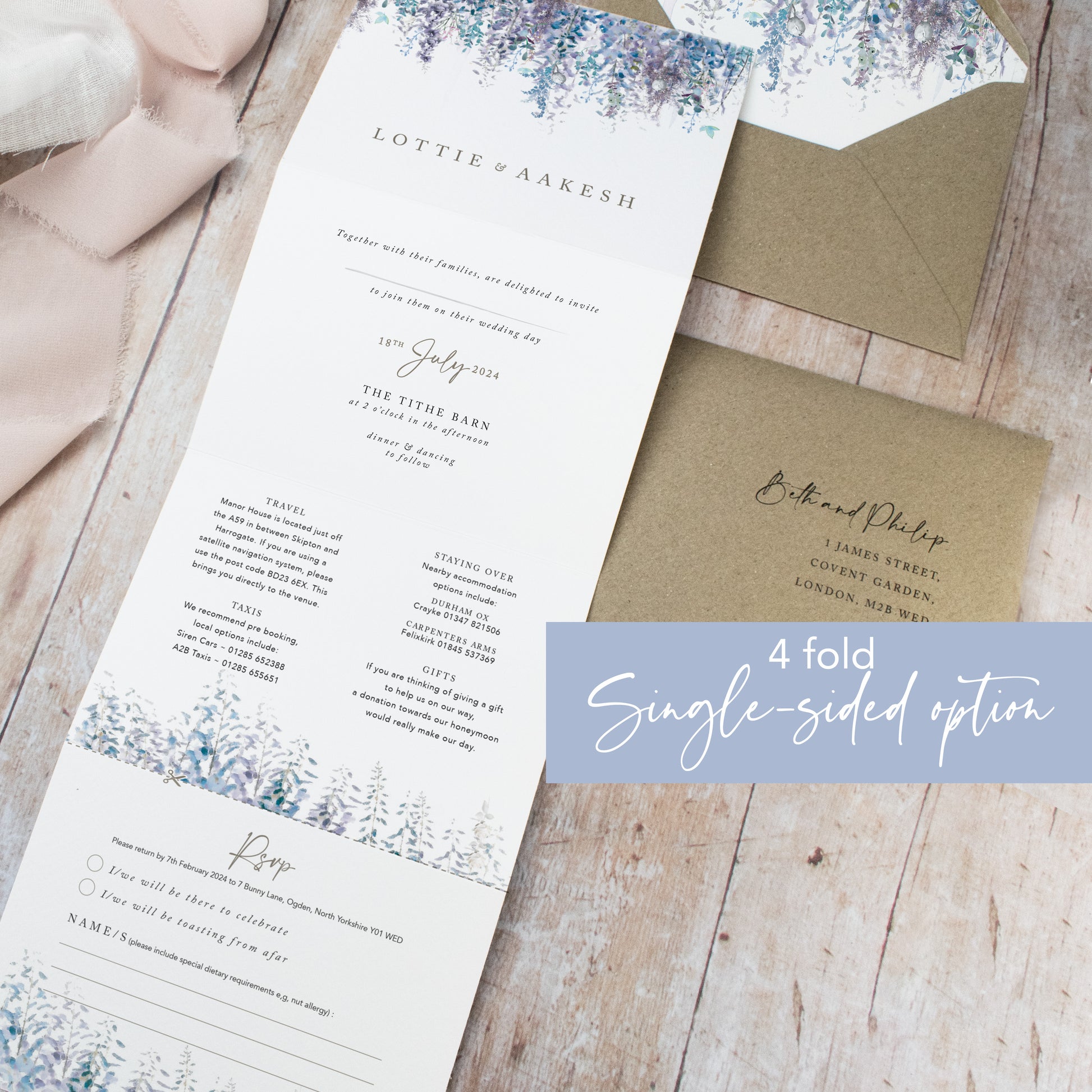 wisteria wedding invitaions in purple