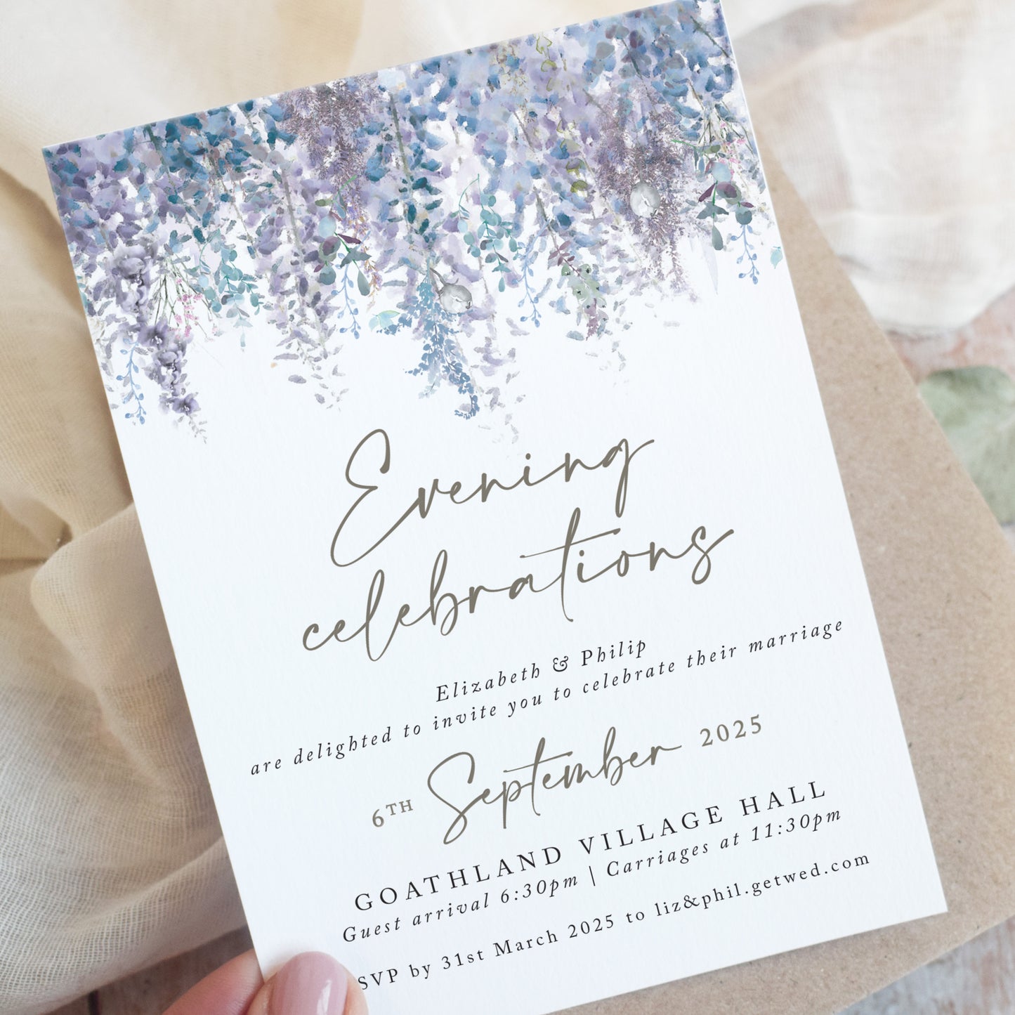 Whimsical Winter Evening Wedding Invitations