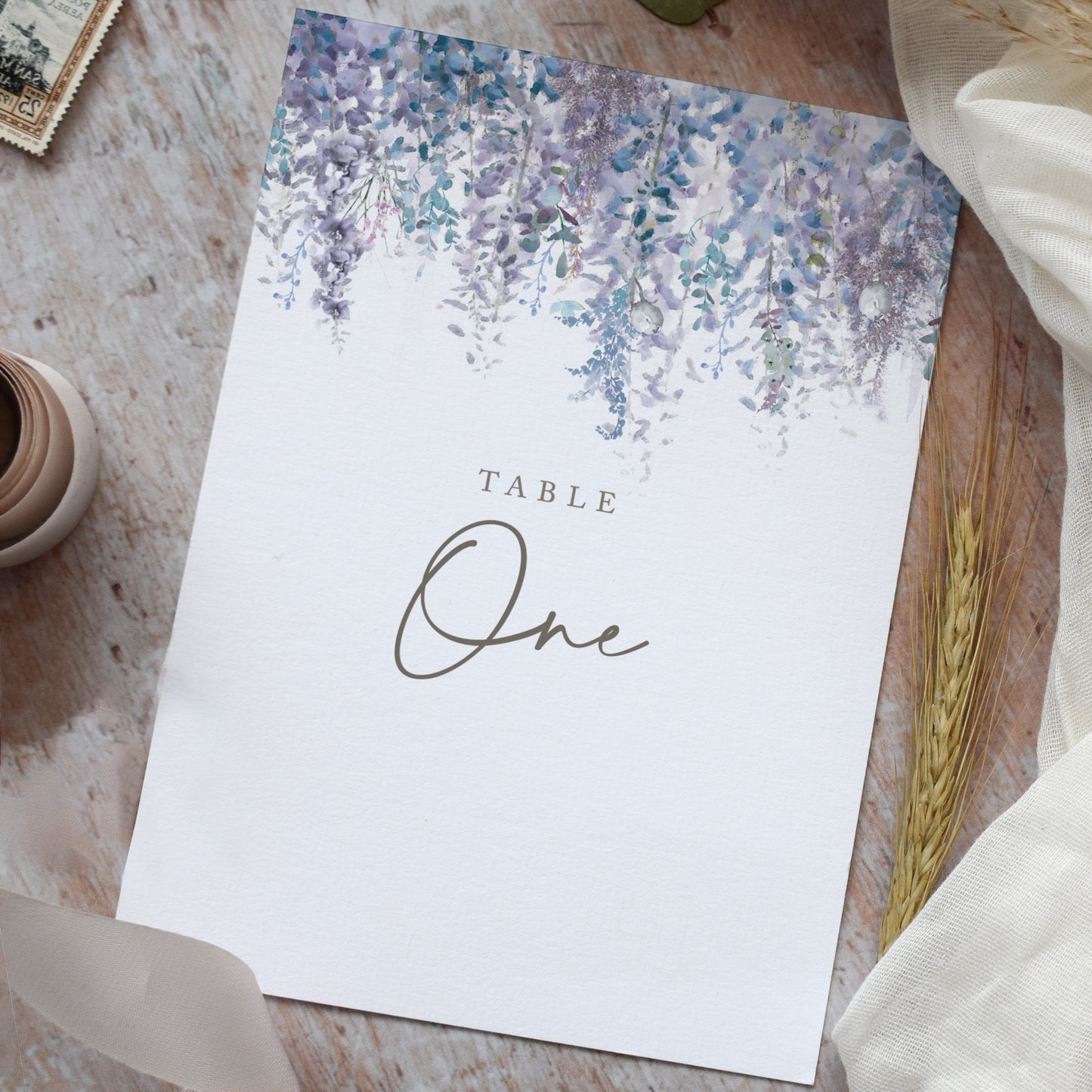 wedding table numbers for a winter wedding