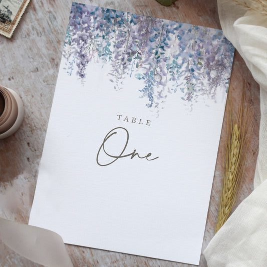 wedding table numbers for a winter wedding