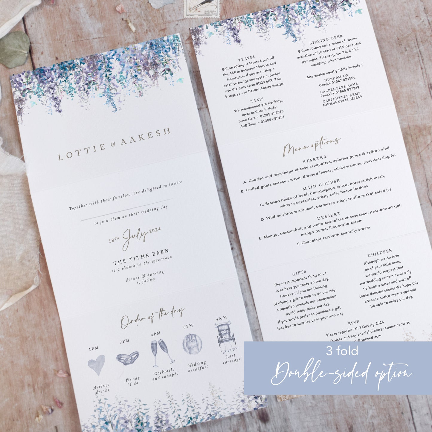 Whimsical Winter 3 Fold Concertina Wedding Invitation