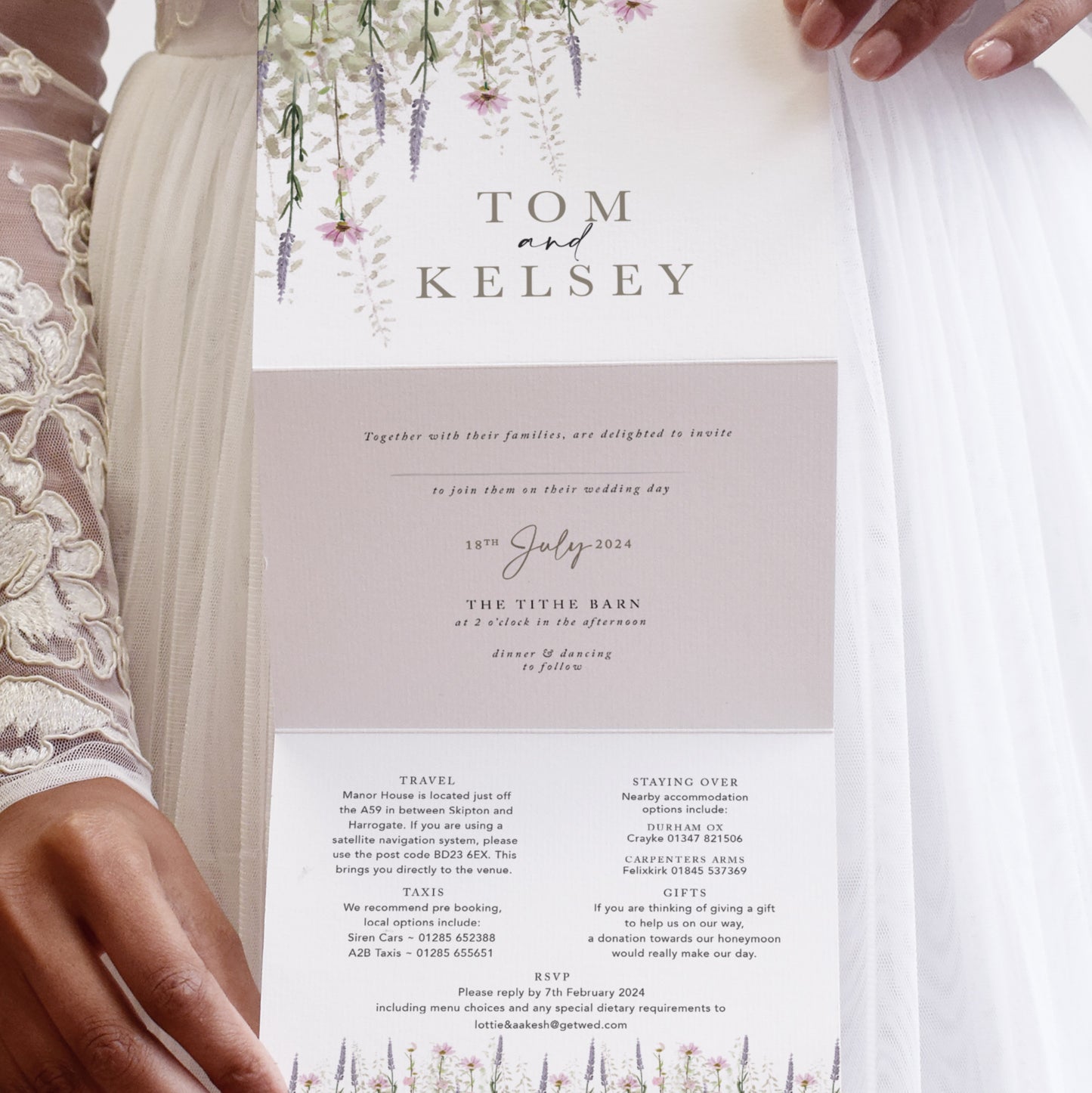 Whisper 3 Fold Concertina Wedding Invitation
