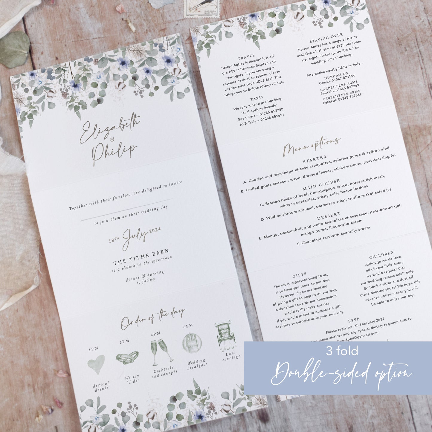 wedding invitations with sage green eucalyptus and dusky blue