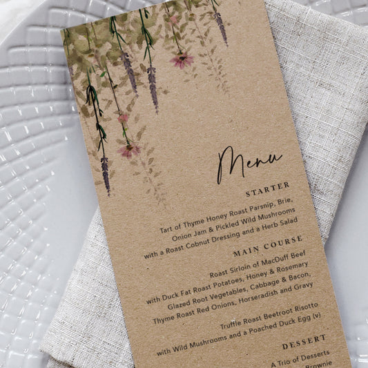 Whisper Kraft Wedding Menu Cards