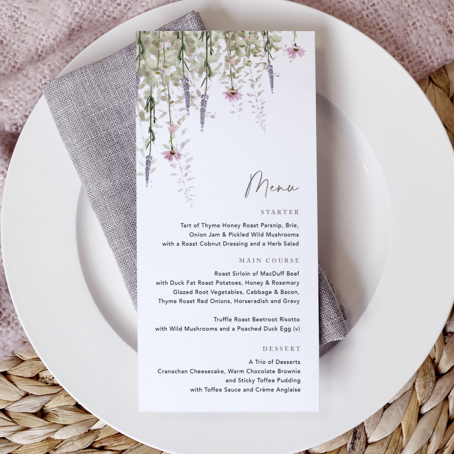 Whisper Wedding Menu Cards