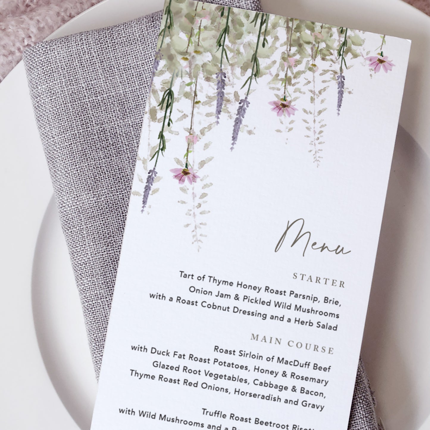 Whisper Wedding Menu Cards