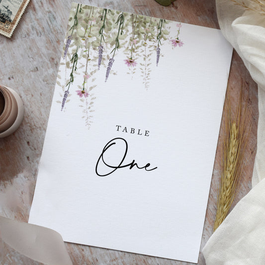 Whisper Wedding Table Number Cards