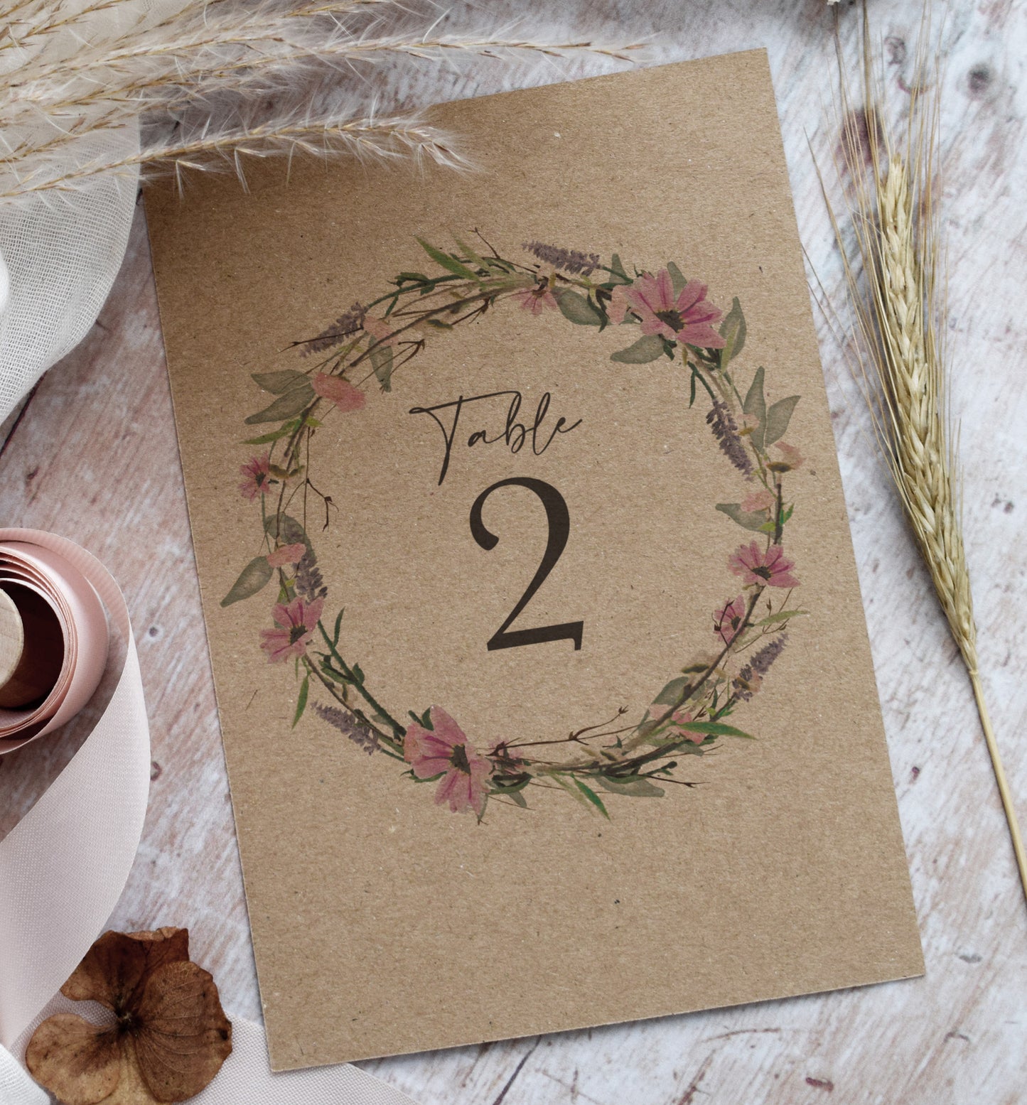 Whisper Kraft Wedding Table Number Cards