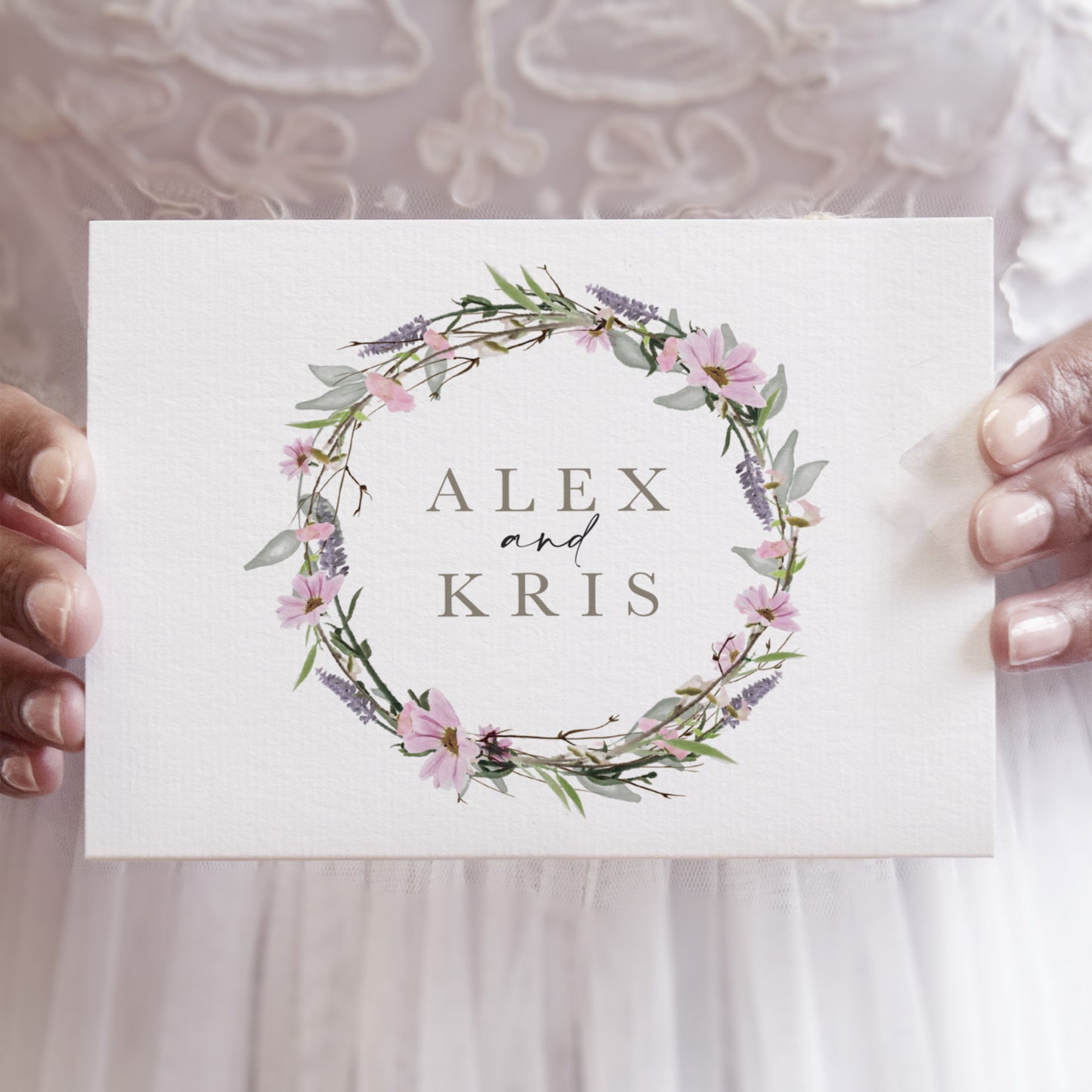 Whisper Wreath 4 Fold Concertina Wedding Invitation