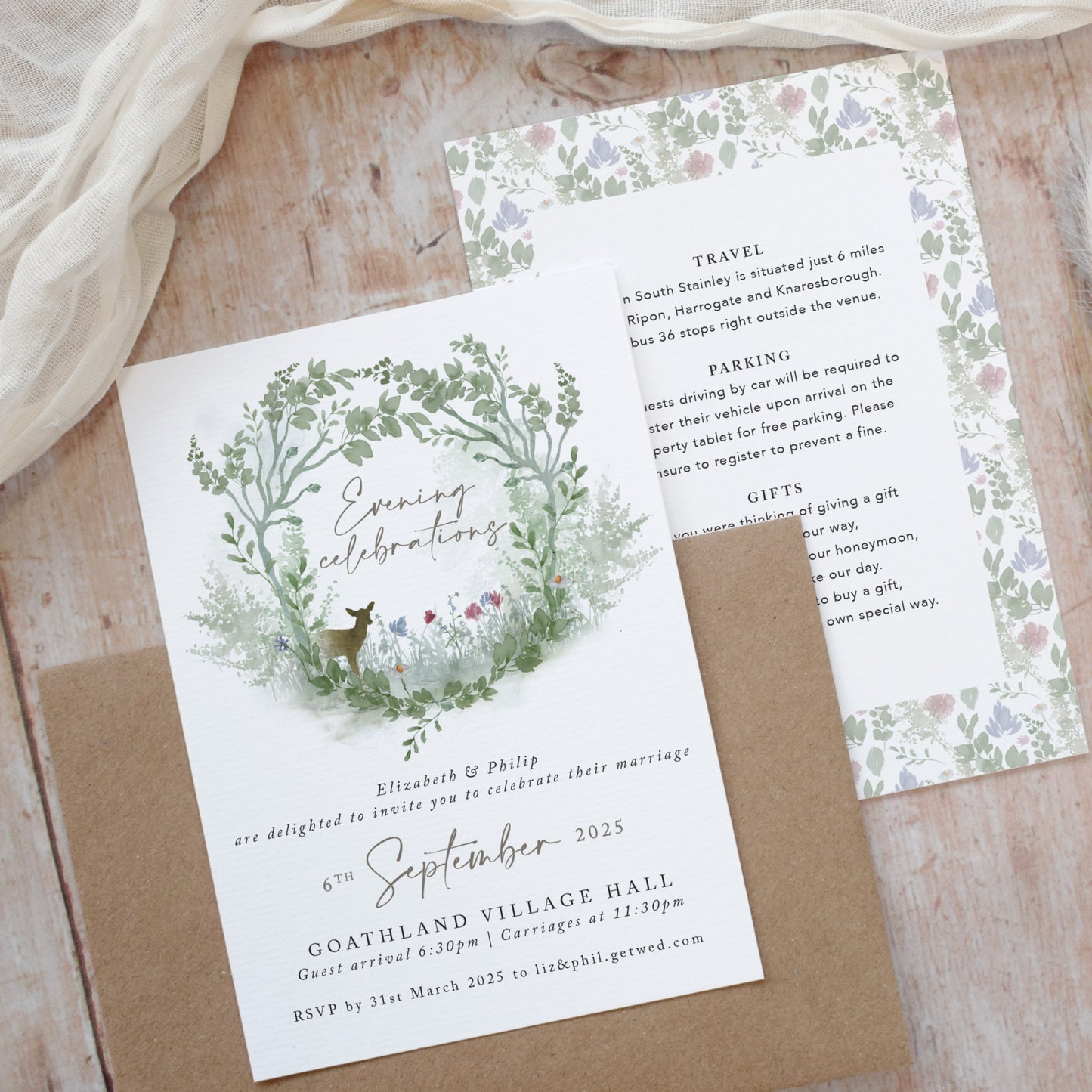 Wildflower Evening Wedding Invitations