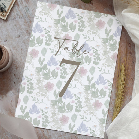 Wildflower Table Number Cards