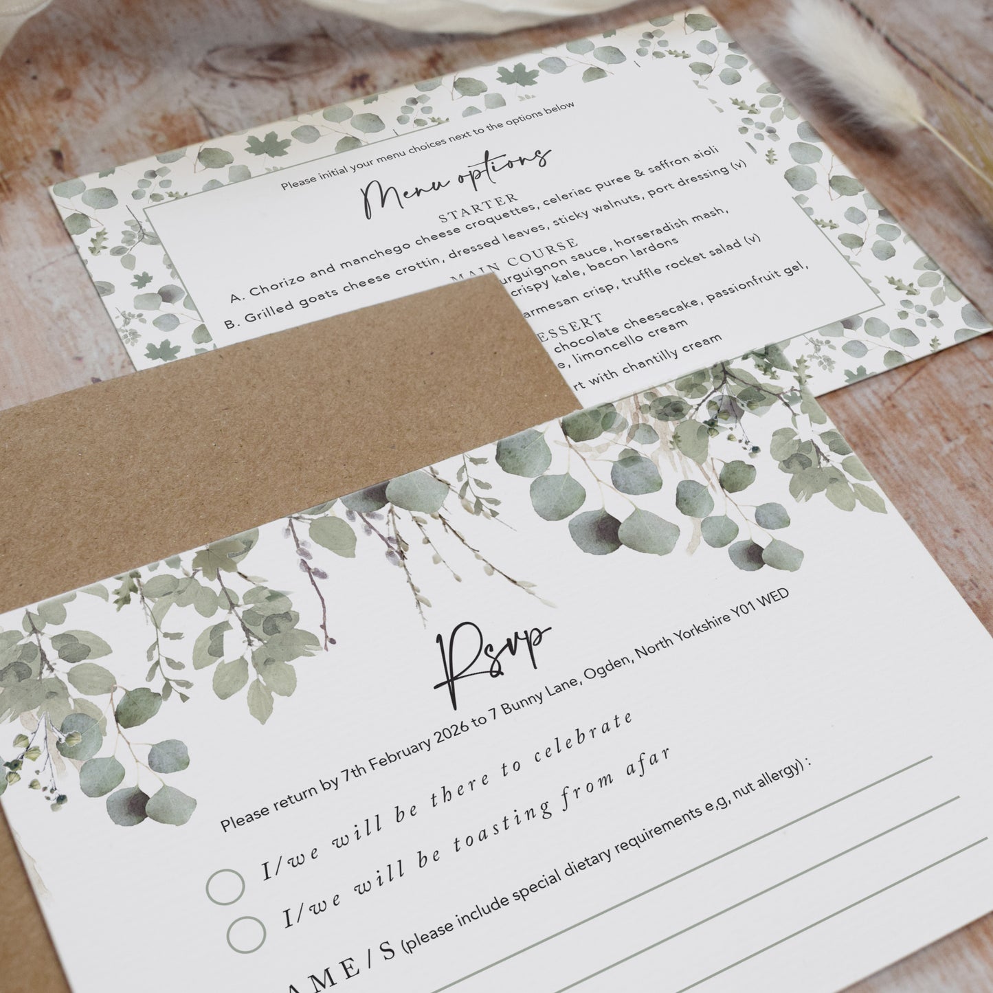 Willow 3 fold Concertina Wedding Invitation