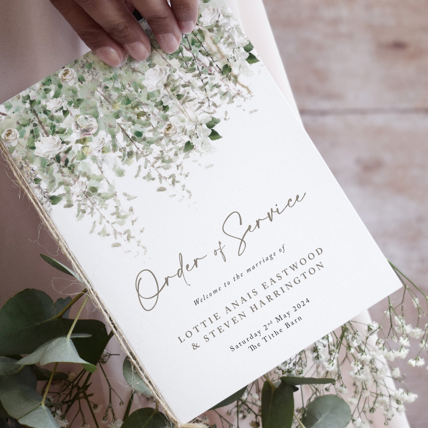 8 PAGE 'Whimsical Windsor' Wedding Order of Service Booklet