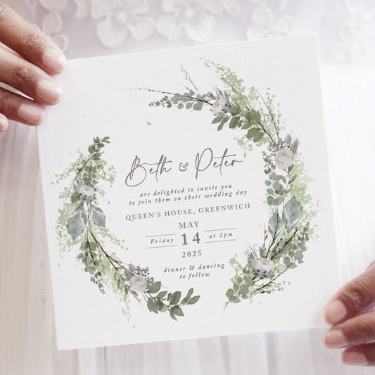 sage green wedding invitations