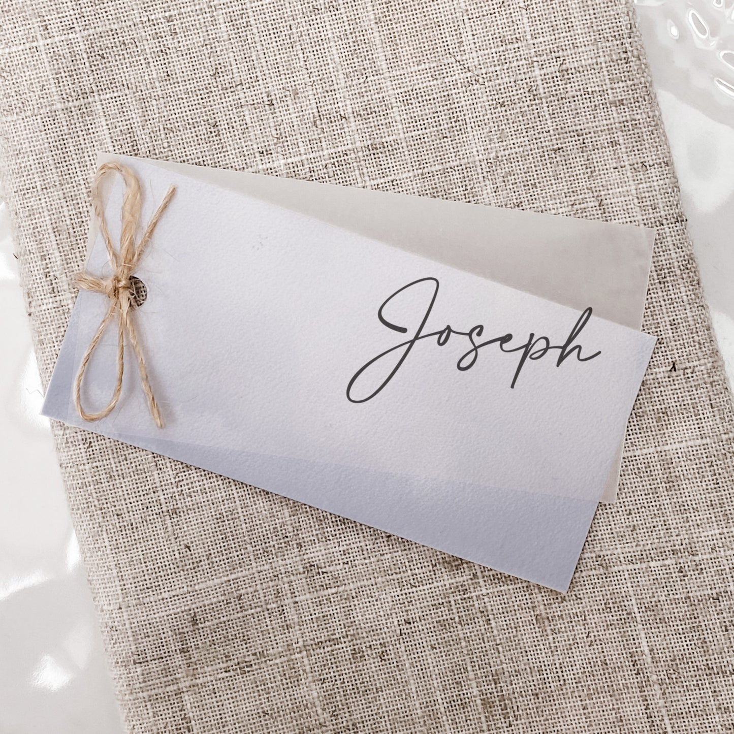 Winter Blue Vellum Place Card