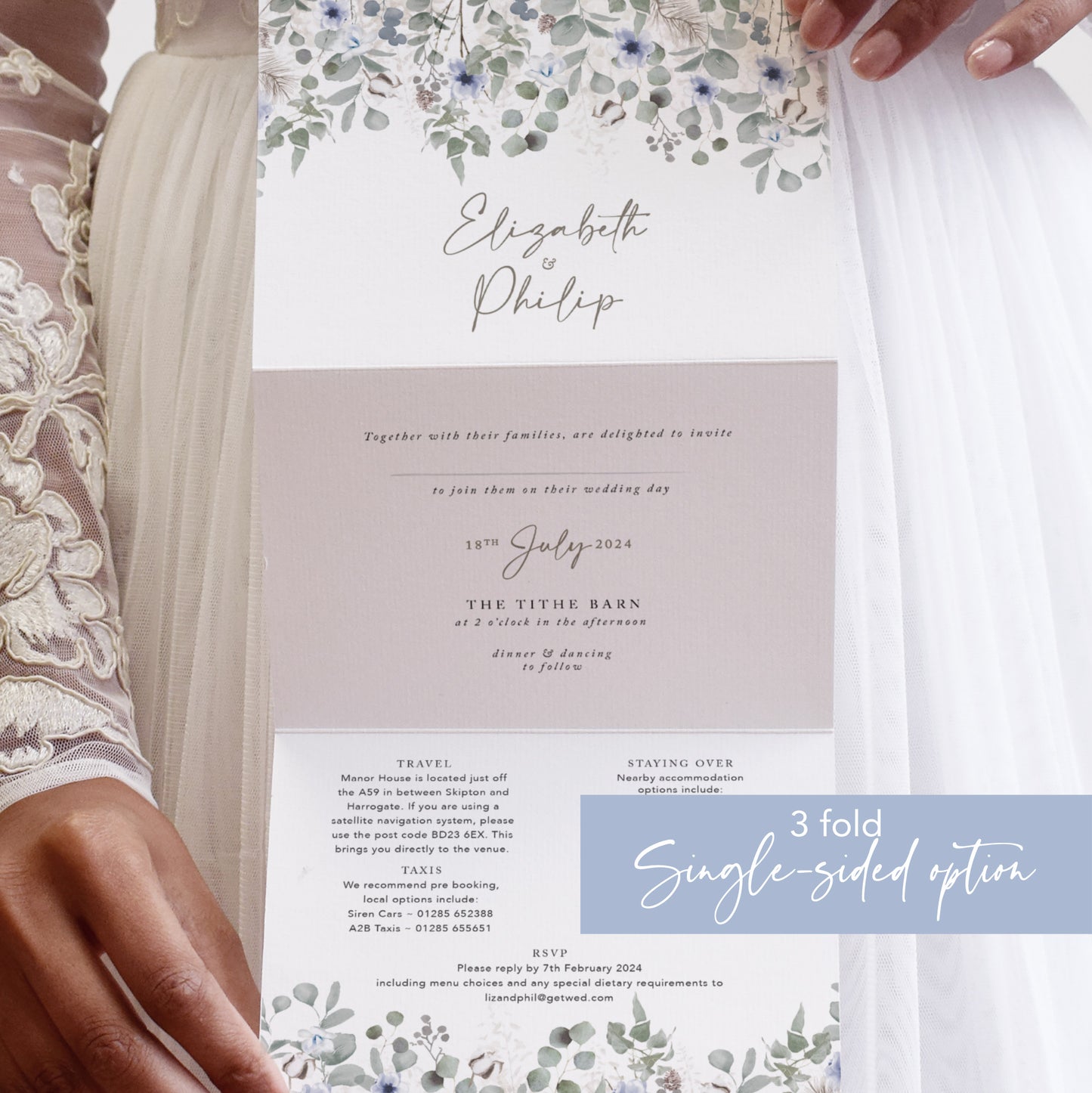 sage green eucalyptus wedding invitations for a winter wedding