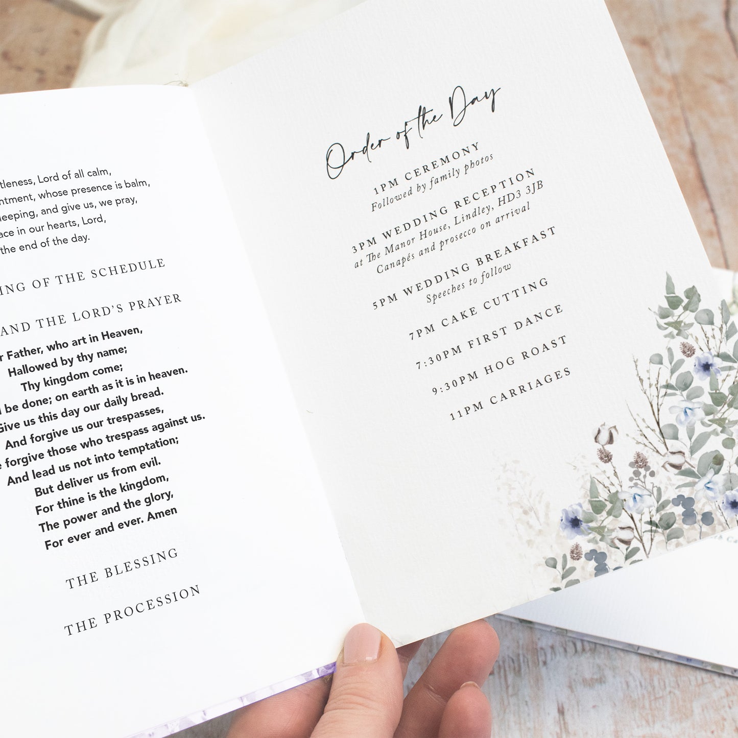 8 PAGE 'Winter Wreath' Wedding Order of Service Booklet