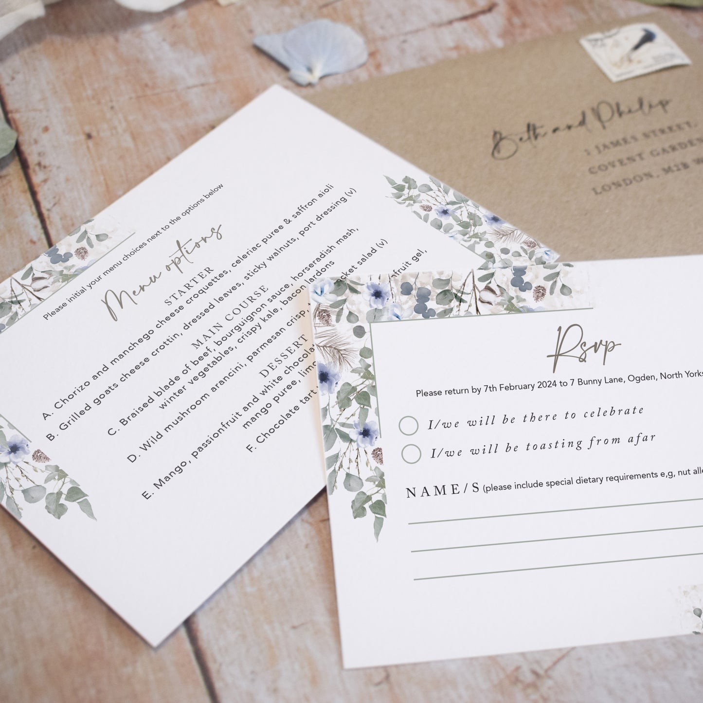 Winter Foliage 3 Fold Concertina Wedding Invitation