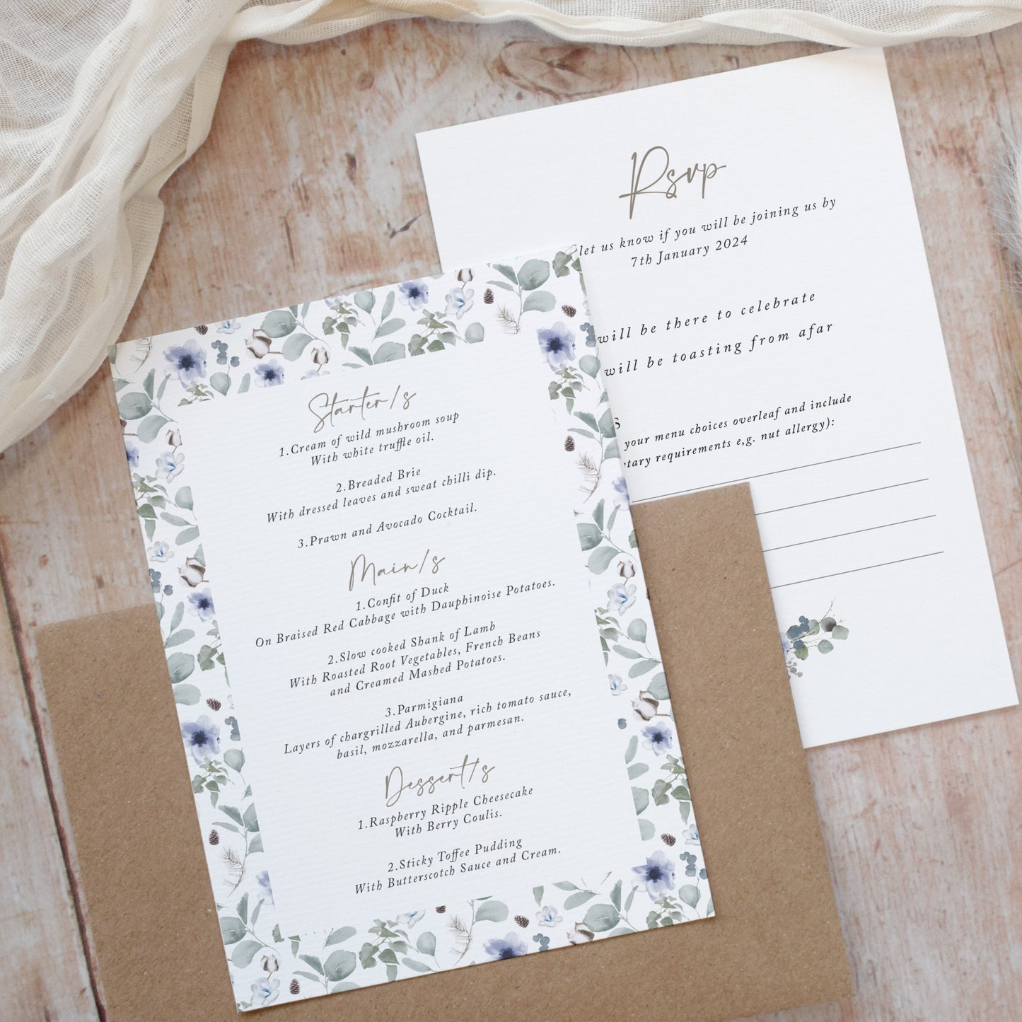 Winter Wreath Square Wedding Invitation