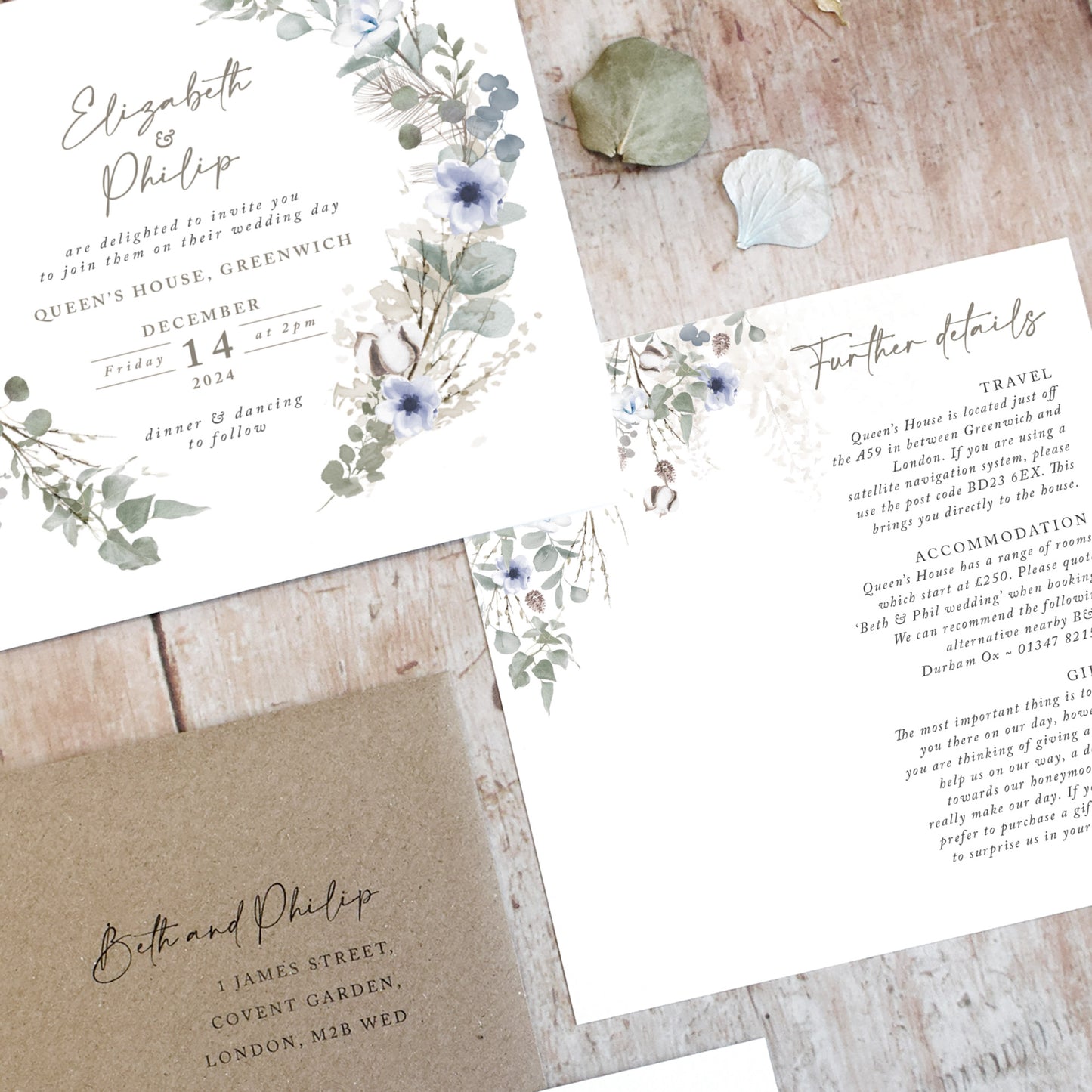 Winter Wreath Square Wedding Invitation